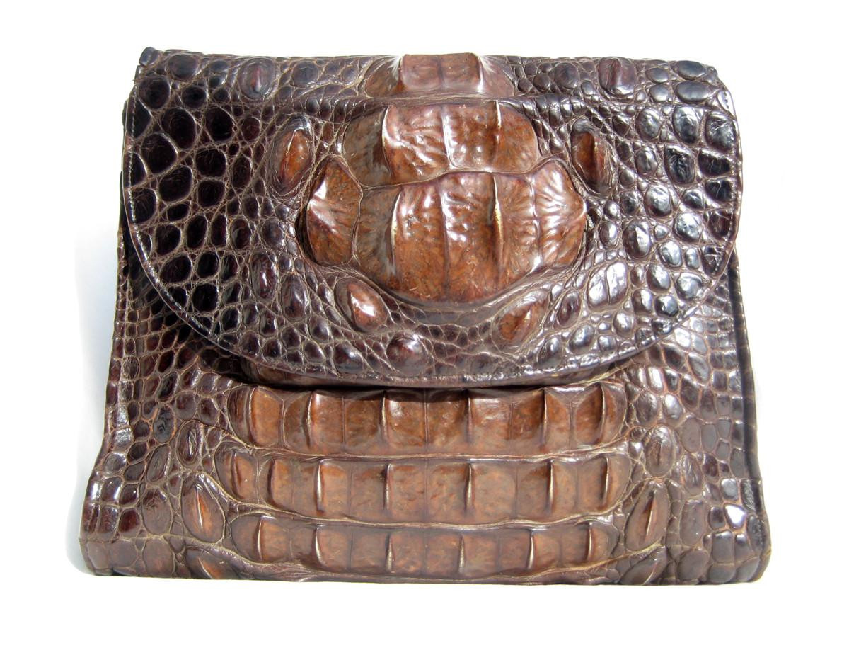 クラッチバッグ SKINS Indiana Jones Style 1930's-40's Hornback CROCODILE Skin CLUTCH Bag