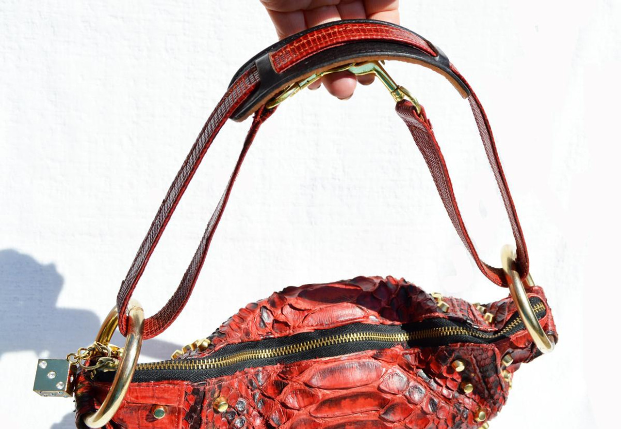 【Vintage】90s Python leather shoulder bag Snake Skin Handmade LUXURY VINTAGE BAG | 90s Shoulderbag