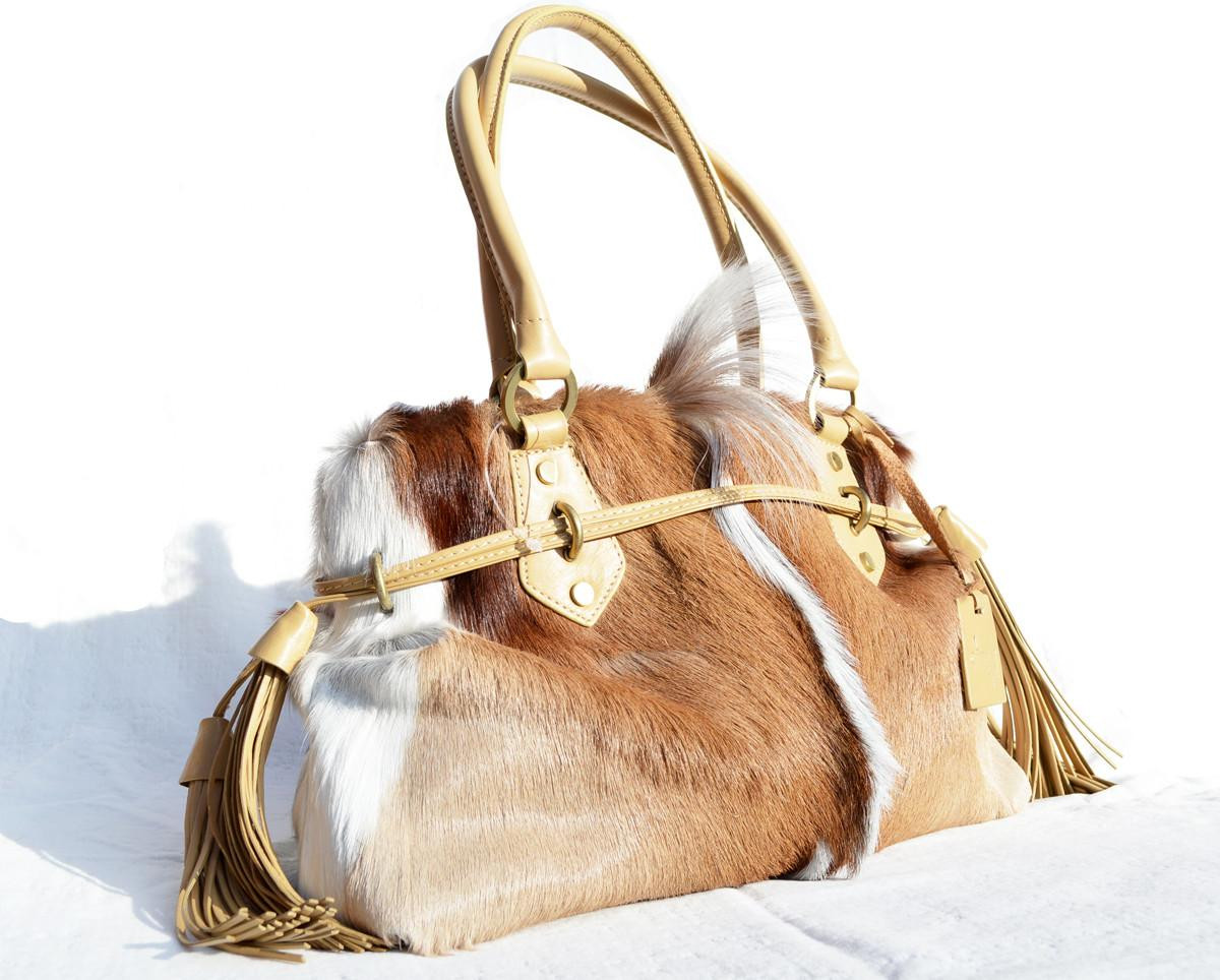 XL 2000's SPRINGBOK Fur Shoulder Bag Tote - Diane Gail - Vintage Skins