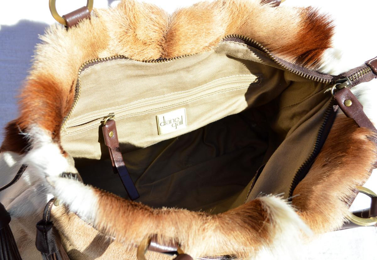 Stunning 2000's SPRINGBOK Fur Shoulder Bag Tote - Diane Gail