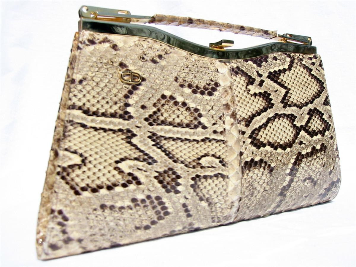 CHRISTIAN DIOR? 1980's PYTHON Snakeskin CLUTCH Bag - Vintage Skins