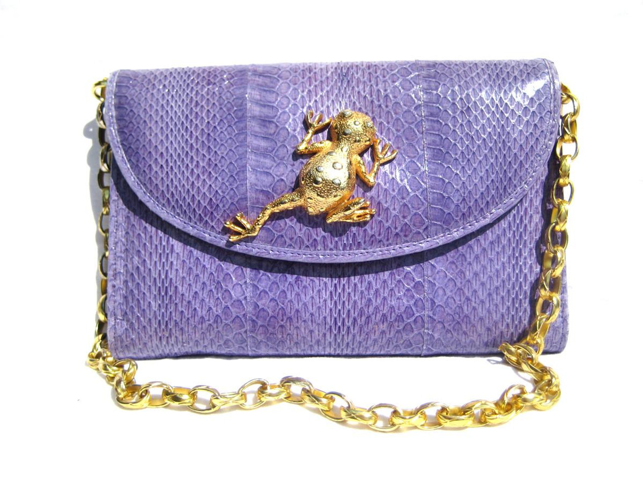 Lilac PURPLE 1990's COBRA Snake Skin CLUTCH Shoulder Bag w