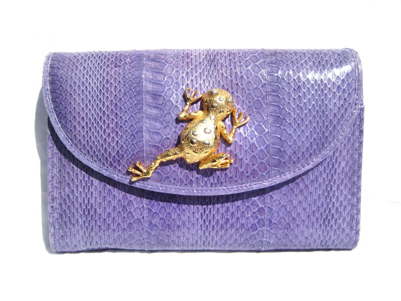 Lilac PURPLE 1990's COBRA Snake Skin CLUTCH Shoulder Bag w