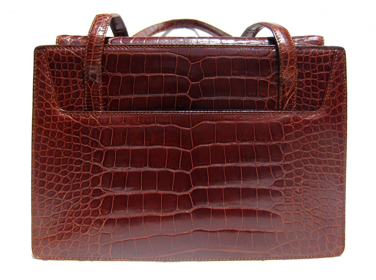 Stunning COLE HAAN Dark Cognac Early 2000's ALLIGATOR Belly Skin