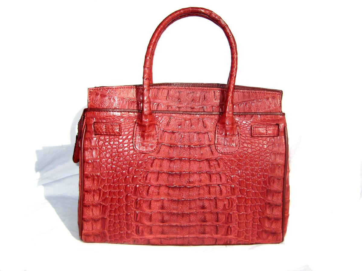 DARK RED Early 2000's Hornback CROCODILE Shoulder Bag - BIRKIN