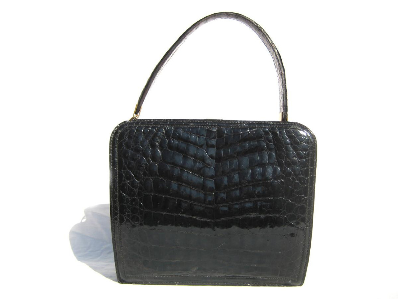 バッグ 00s archive crocodile leather hand bag Vintage 1940s 1950s Genuine Crocodile Alligator Leather