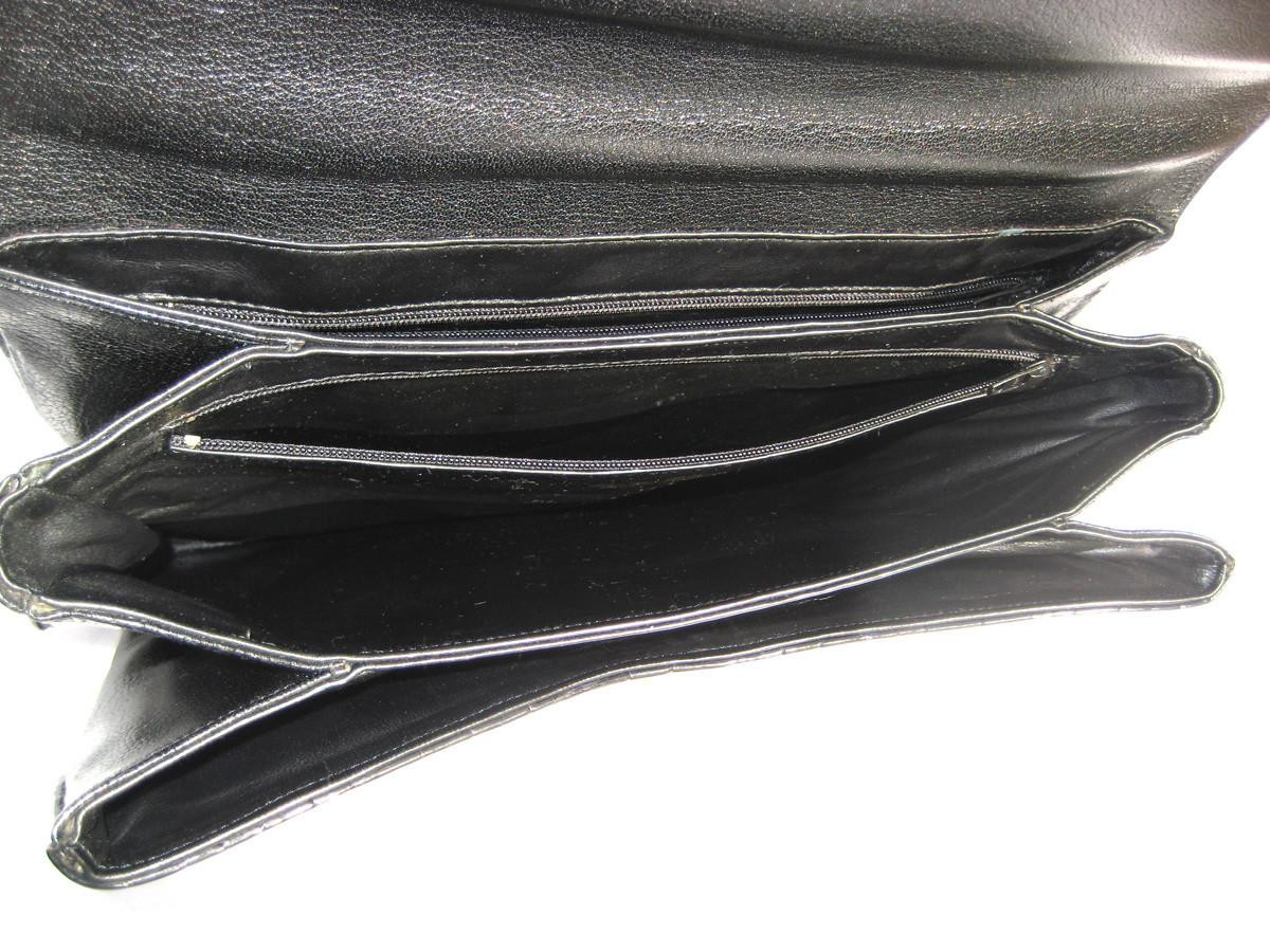 Unique JET BLACK 1990's CROCODILE Handbag Shoulder Bag - Lock