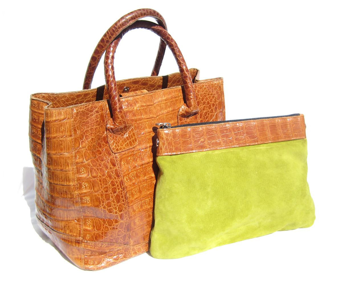 バッグ 00s archive crocodile leather hand bag Early 2000's BLACK Alligator Belly Skin Handbag SATCHEL