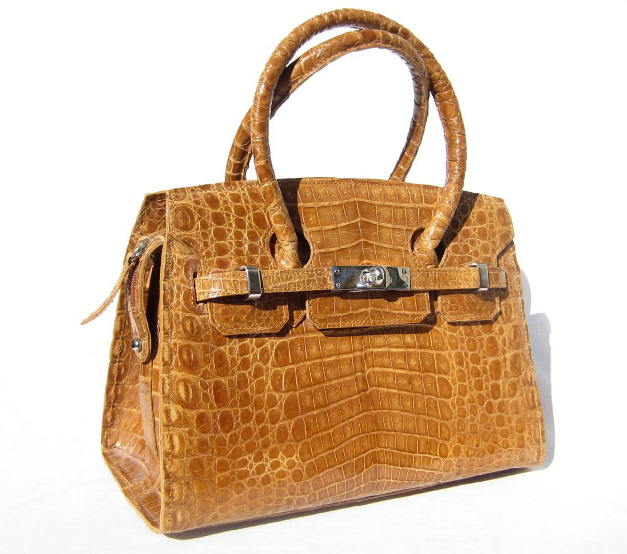SHINING CROCODILE LEATHER BELTED HANDBAG New Leather and