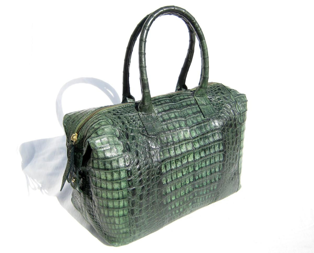 NEW! XL 2010's GREEN CROCODILE Belly Skin SPEEDY Bag - Vintage Skins