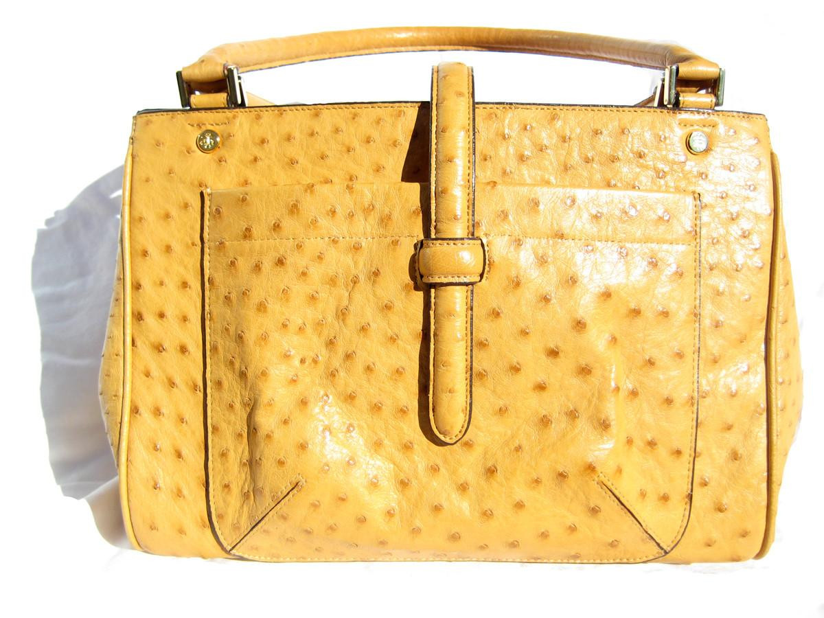 Brooks Brothers XL MUSTARD Yellow 2000's Genuine Ostrich Skin