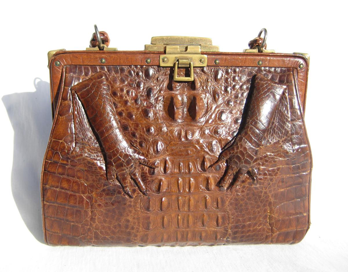 Alligator Skin Antique Alligator Purse Petite KLEINSTUBER 1940's