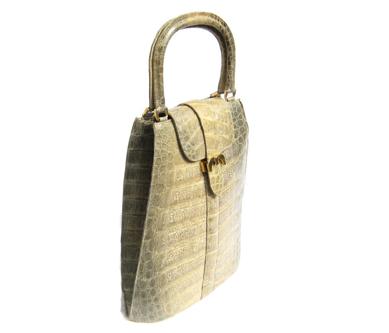 バッグ 00s archive crocodile enamel hand bag huge-early-2000s-16-x-11-rose-