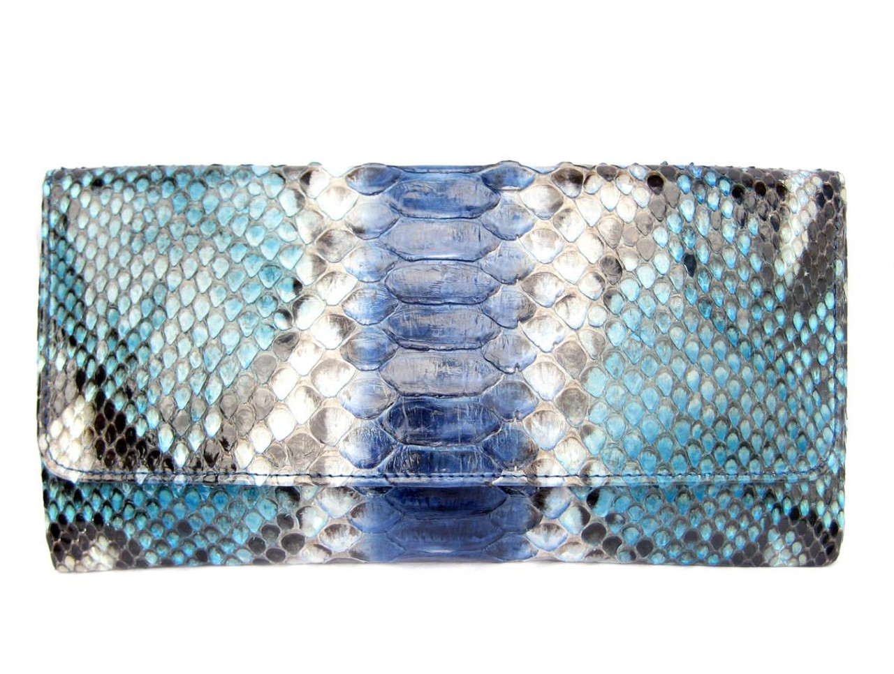 2010's JALDA Blue, Gray & Turquoise PYTHON Snake Skin CLUTCH 2010's JALDA Blue, Gray & Turquoise PYTHON Snake Skin CLUTCH