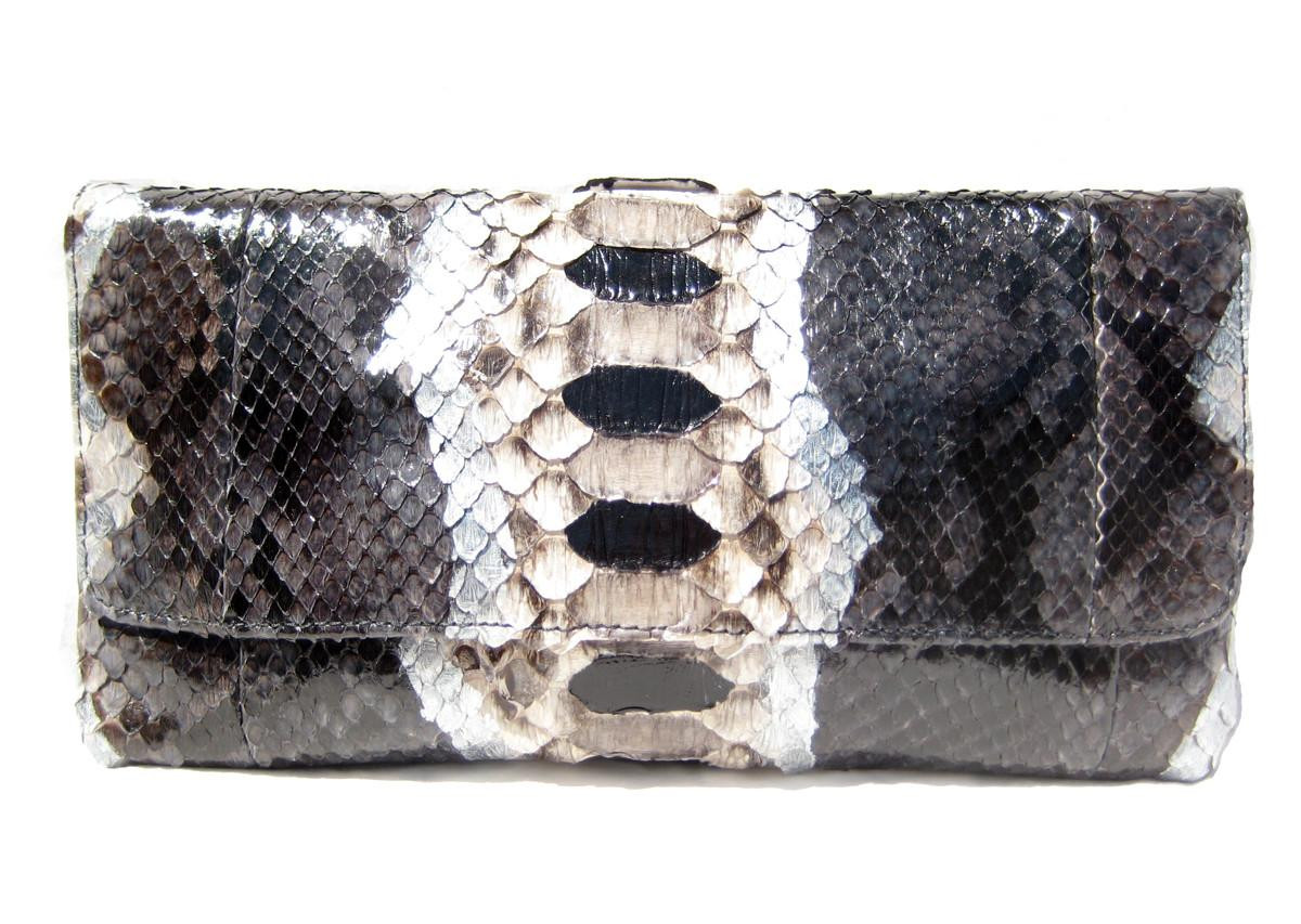 2020's JALDA Blue, Gray & Black PYTHON Snake Skin CLUTCH Bag
