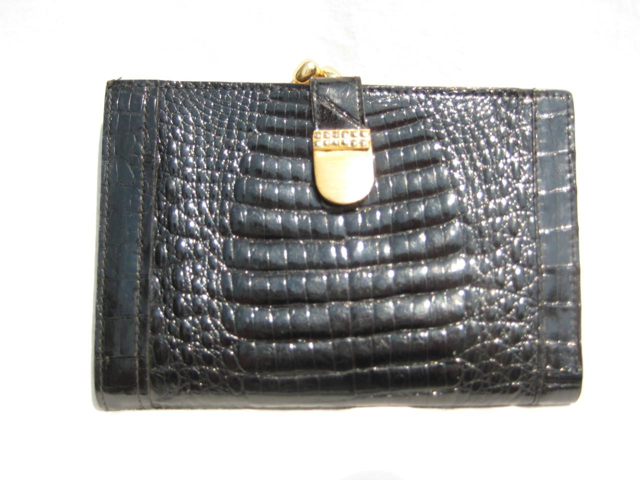 ROSENFELD Black CROCODILE Porosus Belly Skin Wallet & Change Purse