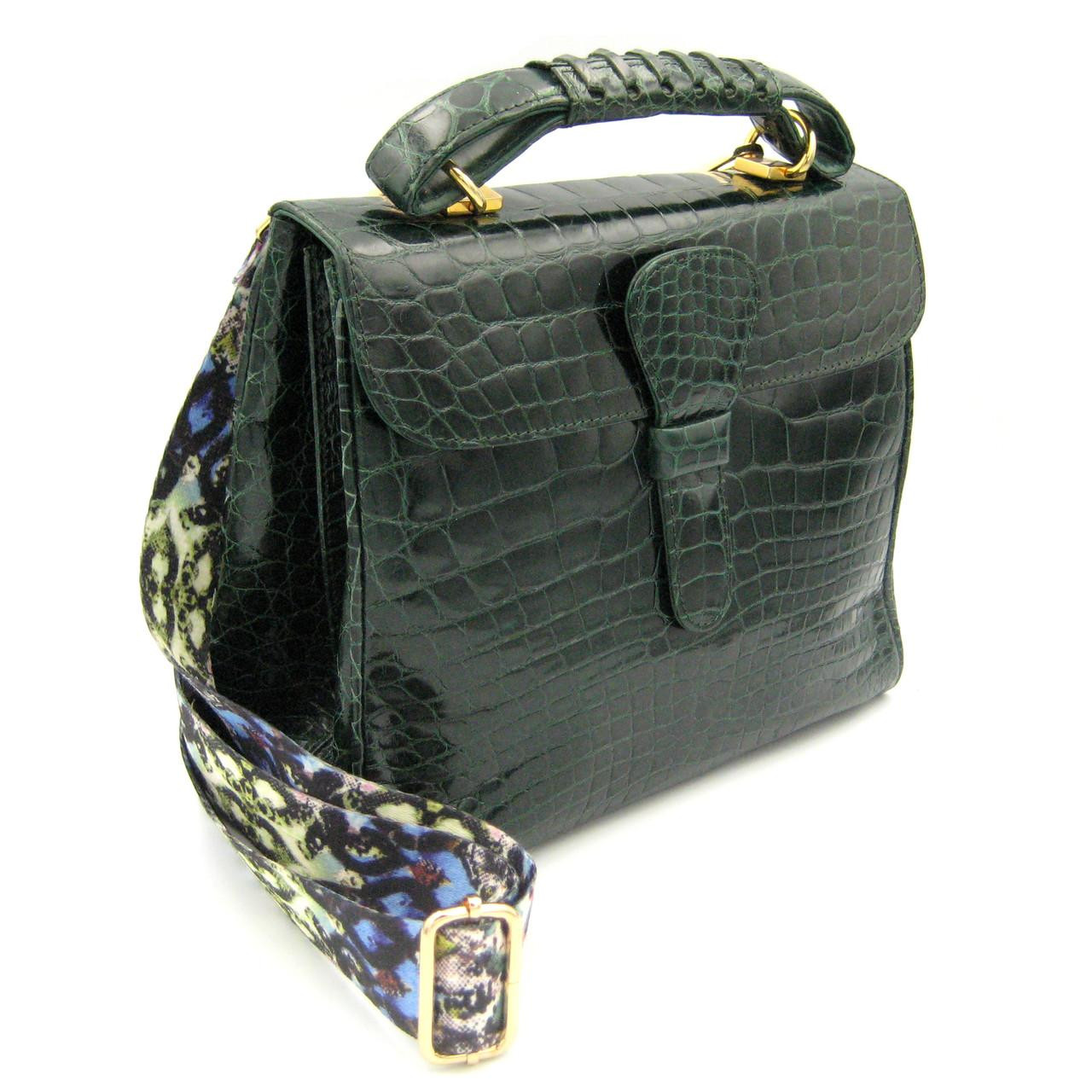 XL 1990's-2000's GREEN ALLIGATOR Belly Skin Shoulder Bag SATCHEL