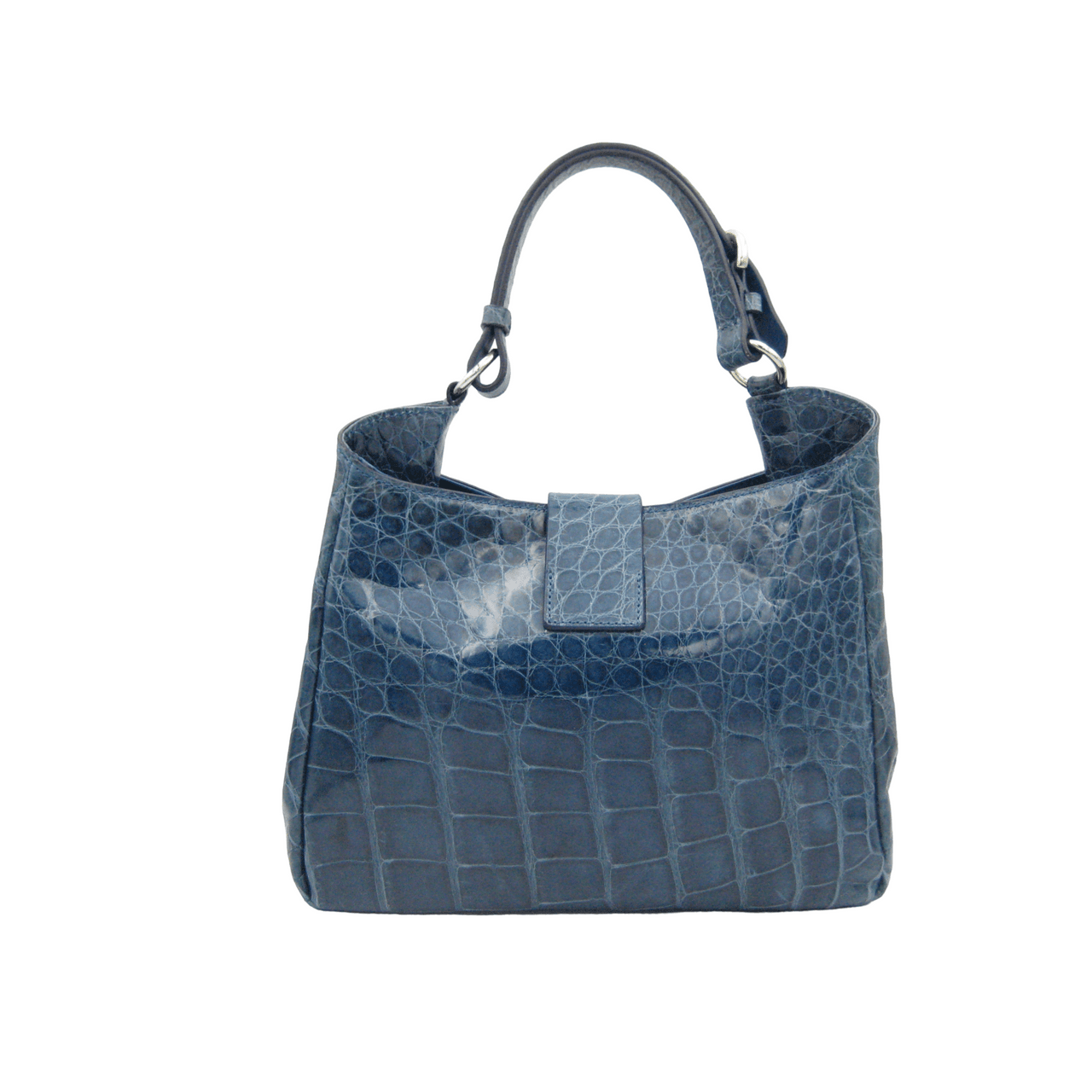 Early 2010's CERULEAN BLUE Crocodile Belly Skin Shoulder Bag