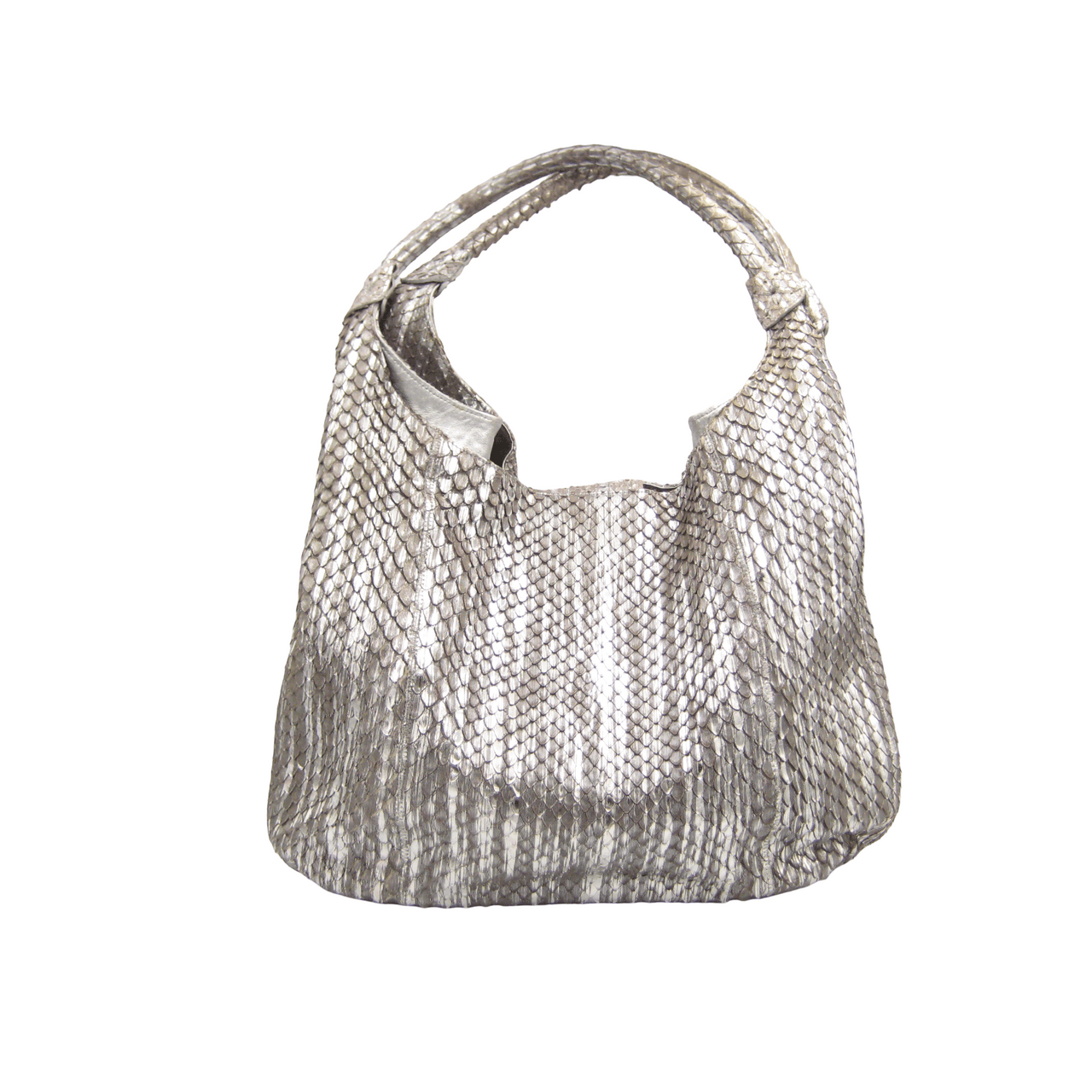 Silver Python Handbgs Early 2000's Stunning XL Metallic SILVER PYTHON Snake Skin Shoulder Bag ...