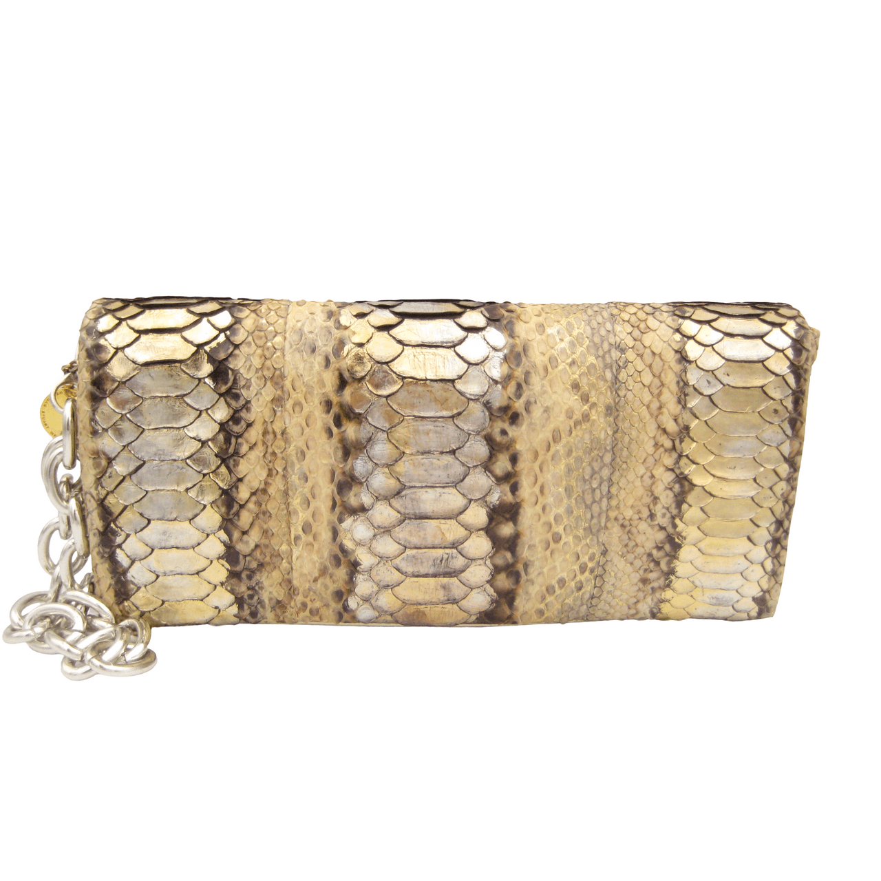 Early 2000's Gorgeous SILVERY GOLD Metallic PYTHON Snake Skin Clutch ...