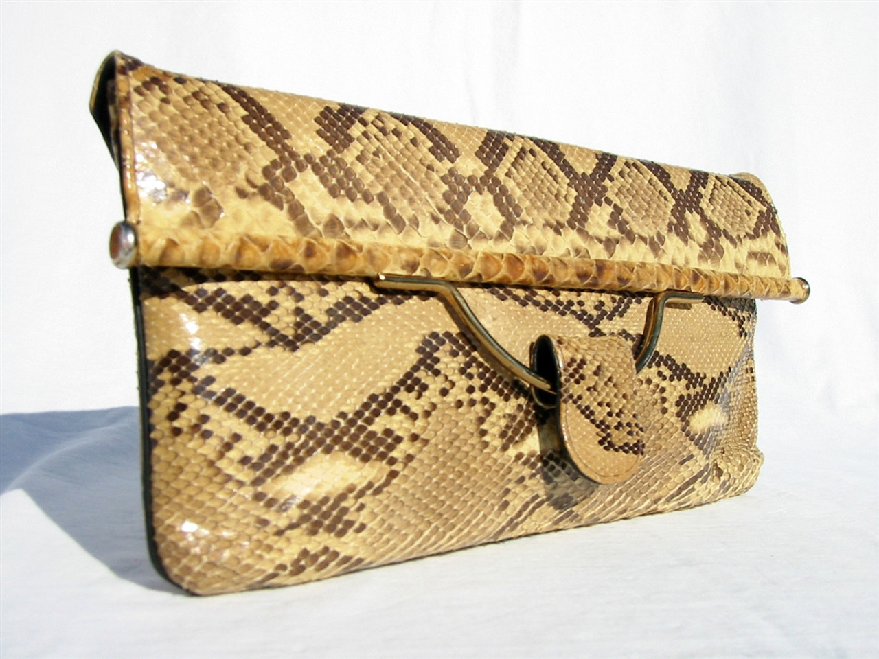 CAPRICE 1960's-70's PYTHON Snake Skin CLUTCH Shoulder Bag