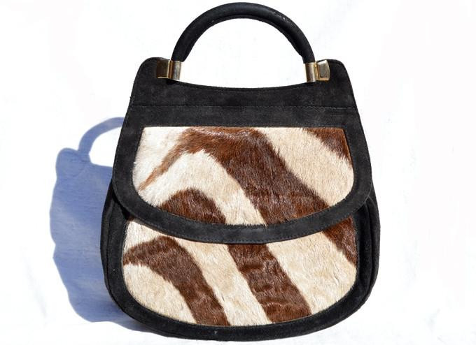 1960's ZEBRA Fur & Suede Handbag by Leland - Vintage Skins