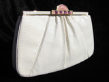 1980's-90's BONE Deco LIZARD Skin Clutch Bag - JUDITH LEIBER