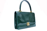  Classic Dark GREEN 1950's-60's Lizard Skin Handbag Purse 