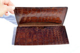  Men's 1950's Long Alligator Belly Skin Passport Document Wallet 