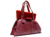  1940's-50's RUBY RED Deco Style Lizard Skin & LUCITE Handbag 