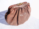 1980's-90's SALMON Ring LIZARD Skin Clutch Bag - JUDITH LEIBER