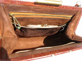  1940's Brown 2-Tone Hornback Alligator Skin Handbag 