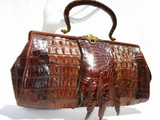 Fabulous Antique 1904 Double Hornback Alligator Tail Bag w/Paw!