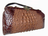 Unusual 1920's-30's Long Brown EDWARDIAN Hornback Alligator Bag