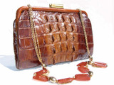  1930's-40's Edwardian Style Hornback Alligator Shoulder Bag 