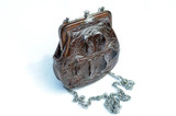  1920's-30's Brown HORNBACK CROCODILE Skin Shoulder EVENING Bag 