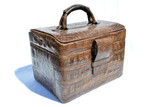  Traveller 1990's CROCODILE Skin Carry-on LUGGAGE Bag Toiletries Case 