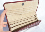  Ladies Mahogany Crocodile Skin Checkbook Wallet Clutch - New! 