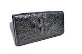  Large 1990's-2000's BLACK Hornback CROCODILE Skin CLUTCH Wallet 