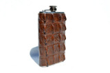  Tall Custom Brown HORNBACK Alligator Tail Skin 6 Oz. Stainless Hip FLASK - NEW! G1A-240 