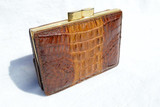  Brown 1950's-60's Hornback Crocodile Skin Wallet Change Purse 