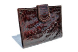  1990's Unisex Mahogany Brown Crocodile Skin Wallet 