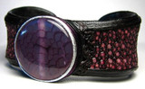  New! *Purple* Crab AGATE & Genuine Stingray Skin Leather CUFF 