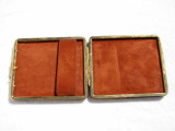  1950's Chocolate Brown Brass & Alligator Skin Cigarette CARD Case 