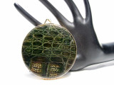  1940's-50's GREEN Alligator Skin Compact Case -ARGENTINA! 