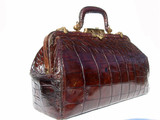  LARGE Early 1900's Alligator Belly Skin Doctor Bag Luggage - GUNSMOKE! 