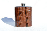  Custom HORNBACK Alligator Tail Skin 3 Oz. Stainless WHISKEY Flask - NEW! 