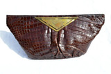  HUGE 1940's-50's ROSENFELD Deco Alligator Clutch Purse - 17.5" Wide! S1-395 