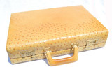  Large British Tan OADISHOORN 1980's-90's Full Quill OSTRICH Skin BRIEFCASE Attache - Italian Combination Locks! 