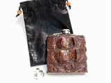  Custom HORNBACK Alligator Skin 6 Oz. Stainless Hip FLASK - NEW! 
